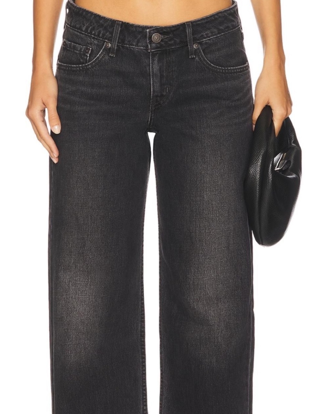 Low-Rise Wide Leg Jeans - Black